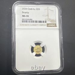 2026 Cook Islands Bounty Gold $5 Coin NGC MS70 1 Gram Gold 0.9999 Fineness