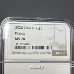 2026 Cook Islands Bounty Gold $5 Coin NGC MS70 1 Gram Gold 0.9999 Fineness