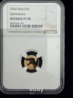 2026 G $1 Niue SPINOSAURUS Reverse Proof PF70 1g Gold Coin