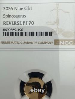 2026 G $1 Niue SPINOSAURUS Reverse Proof PF70 1g Gold Coin
