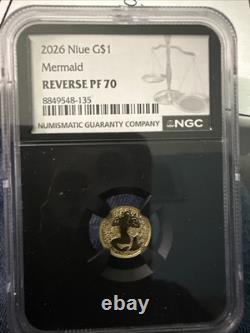 2026 Gold Niue G$1 Mermaid NGC Reverse PF70 1 Gram Gold