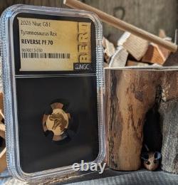 2026 Niue $1 1 Gr Gold TREX Tyrannosaurus Rex NGC Reverse PF70 22KT Bert Label