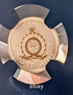 2026 Niue $1 1 Gr Gold TREX Tyrannosaurus Rex NGC Reverse PF70 22KT Bert Label