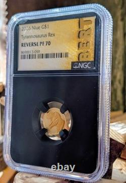 2026 Niue $1 1 Gr Gold TREX Tyrannosaurus Rex NGC Reverse PF70 22KT Bert Label