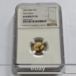 2026 Niue 1 Gram Gold Pteranodon Reverse PF70 NGC Dinosaur Proof Coin