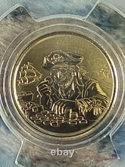 2026 Niue $1 Pirate Treasure 1 gram 9KT Gold Coin graded PCGS MS70