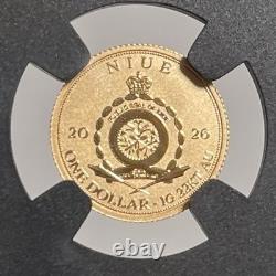 2026 Niue $1 Tyrannosaurus T-Rex 1G Gold Coin NGC PF70 Reverse Proof 22K