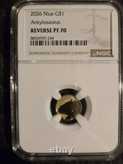 2026 Niue G$1 Ankylosuarus 1 gram 22 kt Gold Reverse PF70