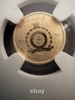 2026 Niue G$1 Tyrannosaurus Rex NGC Reverse PF70 TraderBea Gold Coin