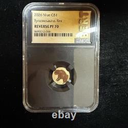 2026 Niue G$1 Tyrannosaurus T Rex 1g Gram 22k Gold Coin NGC Reverse PF70 BERT