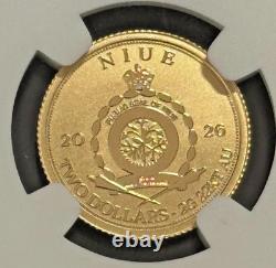 2026 Niue G$2 Ankylosaurus Holding Flail 2g 22K Gold NGC Reverse PF70 Dinosaur