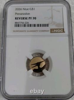 2026 Niue Pteranodon $1 Gold Coin NGC Reverse PF 70 Perfect Dinosaur 1g 22K