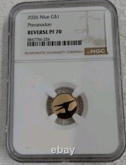 2026 Niue Pteranodon $1 Gold Coin NGC Reverse PF 70 Perfect Dinosaur 1g 22K
