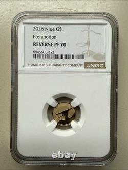 2026 Niue Pteranodon Gold Coin NGC Reverse PF70 Dinosaur Fractional Gold 1 Gram