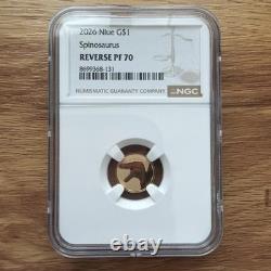 2026 Niue SPINOSAURUS Reverse Proof PF70 1g Gold Coin & Label NGC Beautiful