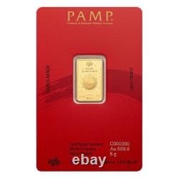 2026 PAMP Lunar Legends 1000 Mile Horse 5 Gram Gold Proof-Like Bar in Assay Card
