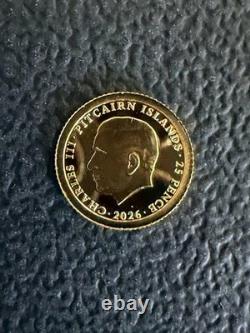 2026 Pitcairn Islands Gold Queen's Beast Lion Coin 1/2 Gram. 999 Fine Gold