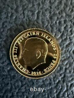 2026 Pitcairn Islands Gold Queen's Beast Lion Coin 1/2 Gram. 999 Fine Gold