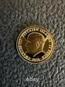 2026 Pitcairn Islands Gold Queen's Beast Lion Coin 1/2 Gram. 999 Fine Gold