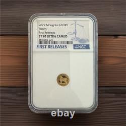 2027 Mongolia Gold Sheep 1000T NGC PF70 Ultra Cameo First Releases COA 0.5g