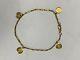 21k Yellow Gold Turkish Link Bracelet With Coin Charms 9.8 Grams