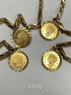 21K Yellow Gold Turkish Link Bracelet with Coin Charms 9.8 Grams