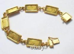 21k Gold, (1 Gram Pamp Suisse. 999 Lady Fortuna) Coin (6 ¾ inch) Bracelet