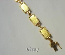 21k Gold, (1 Gram Pamp Suisse. 999 Lady Fortuna) Coin (6 ¾ inch) Bracelet