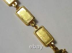 21k Gold, (1 Gram Pamp Suisse. 999 Lady Fortuna) Coin (6 ¾ inch) Bracelet