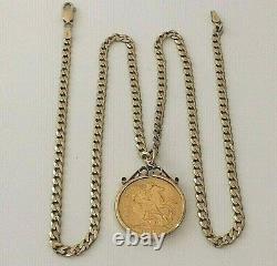 22 Ct Gold George. V. Full Sovereign & 9 Ct Gold Pendant & Chain, 21.72 Grams