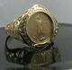 22 Kt 1/10 Oz Lady Liberty Coin Set In 14kt Yellow Gold Ring Sz 10.5 9 Grams
