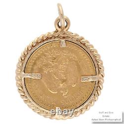 22K Gold 1945 Peso Coin 14K Gold Bezel Pendant 3.9Grams Dos Y Medio