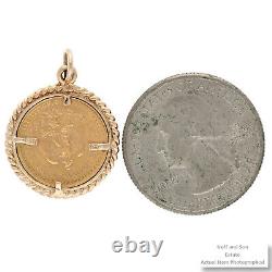 22K Gold 1945 Peso Coin 14K Gold Bezel Pendant 3.9Grams Dos Y Medio