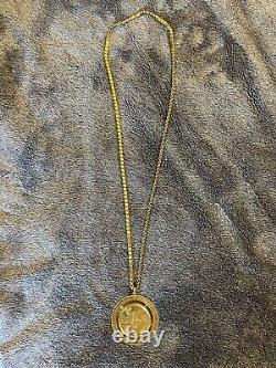 22K Gold Mexico 50 Pesos Coin with rare middle eastern 21k chain 94 grams total