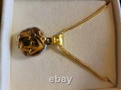 22K Yellow Gold withSilver 17 Pendant Coin Necklace 31.85 grams Signed