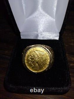 22k 1910 Gold Indian Head Coin, with 14k ring, 19.6 grams