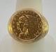 22k 1911 Indian Head 2 1/2 Dollar Us Gold Coin Ring 14k Gold 17.44 Grams Wow