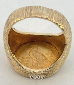 22k 1911 INDIAN HEAD 2 1/2 DOLLAR US GOLD COIN RING 14K GOLD 17.44 GRAMS WOW