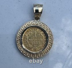 22k Gold Coin 1853-O Liberty Head $ 1 Dollar Mouth In 14k Gold Pendant 3.4 Grams