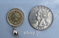 22k Gold Coin 1853-O Liberty Head $ 1 Dollar Mouth In 14k Gold Pendant 3.4 Grams