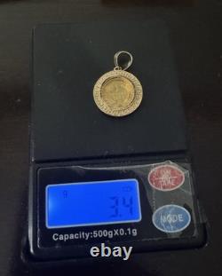 22k Gold Coin 1853-O Liberty Head $ 1 Dollar Mouth In 14k Gold Pendant 3.4 Grams