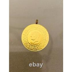 22k Gold Coin Pendant 7 grams Turkish Gold