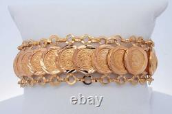 22k Yellow Gold Coin Style Link Bracelet 23.6 Grams 7.5 Inch Eb0626wrxzde