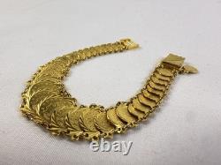 22k Yellow Gold Coin Style Medallion Link Bracelet 24 Grams 7 Inch Beautiful
