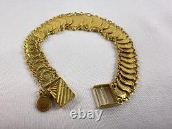 22k Yellow Gold Coin Style Medallion Link Bracelet 24 Grams 7 Inch Beautiful