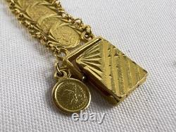 22k Yellow Gold Coin Style Medallion Link Bracelet 24 Grams 7 Inch Beautiful