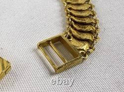 22k Yellow Gold Coin Style Medallion Link Bracelet 24 Grams 7 Inch Beautiful
