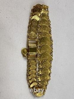 22k Yellow Gold Coin Style Medallion Link Bracelet 24 Grams 7 Inch Beautiful