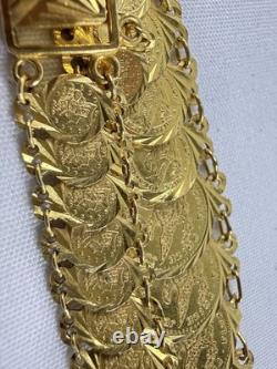 22k Yellow Gold Coin Style Medallion Link Bracelet 24 Grams 7 Inch Beautiful