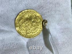 22k Yellow Gold Hand Made Vintage Austrian Coin Unique Charm Pendant 3.7 Grams